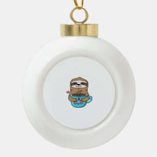 Chibi Sloth Coffee Lover - Niedlich Kawaii Sloth H Keramik Kugel-Ornament