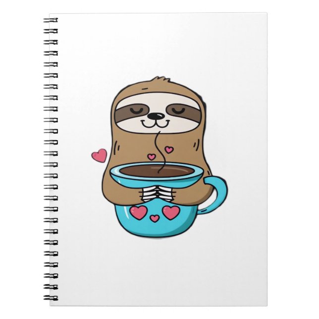 Chibi Sloth Coffee Lover - Niedlich Kawaii Sloth H Notizblock (Vorderseite)