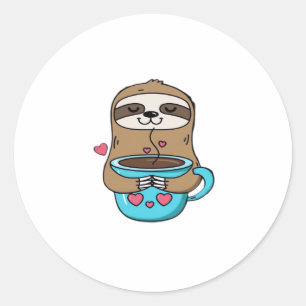 Chibi Sloth Coffee Lover - Niedlich Kawaii Sloth H Runder Aufkleber