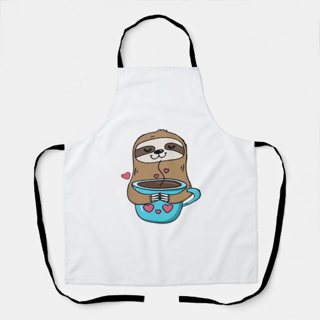 Chibi Sloth Coffee Lover - Niedlich Kawaii Sloth H Schürze (Vorderseite)