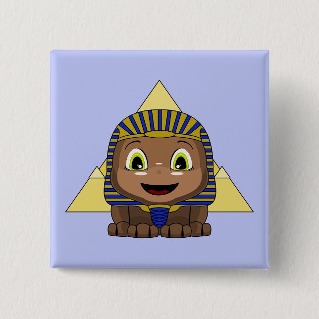 Chibi Sphinx mit Pyramiden Button (Vorderseite)