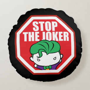 Chibi "Stopp the Joker" Unterschrift Rundes Kissen