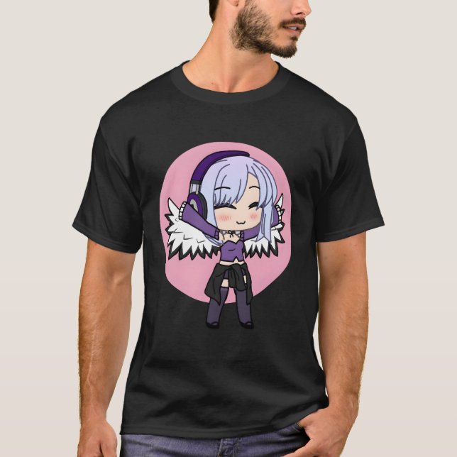 Chibi Style Kawaii Anime mit Flügeln T-Shirt (Vorderseite)