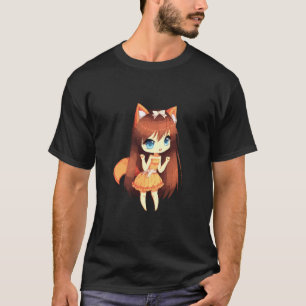 Chibi Style Kawaii Japanisches Anime Girl mit Fox  T-Shirt