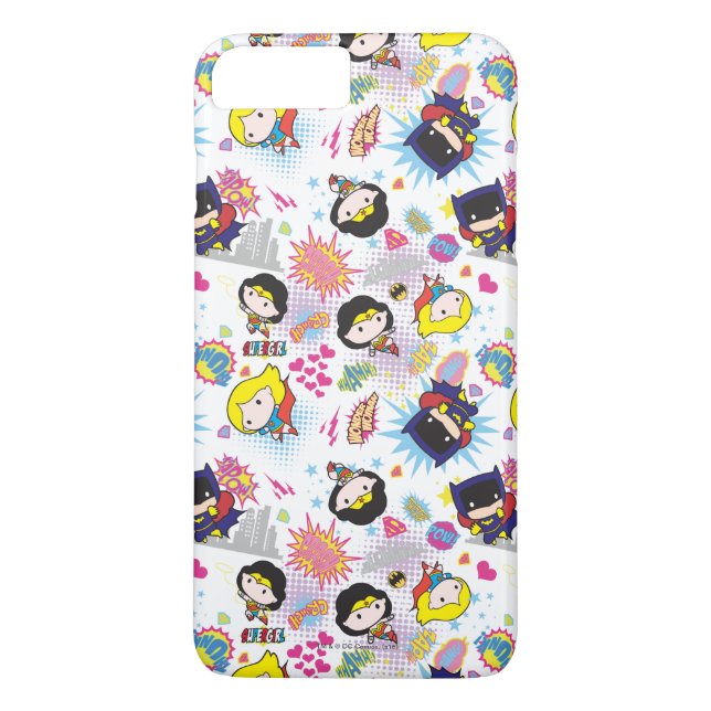 Chibi Super Heroine Pattern Case-Mate iPhone Hülle (Rückseite)