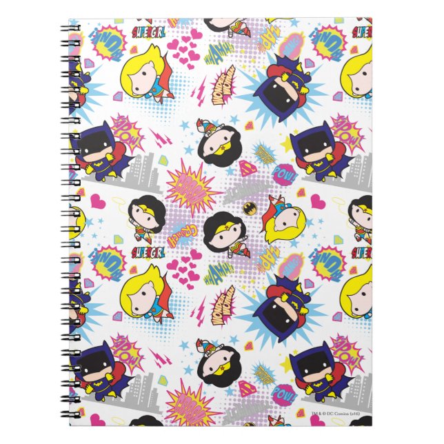 Chibi Super Heroine Pattern Notizblock (Vorderseite)