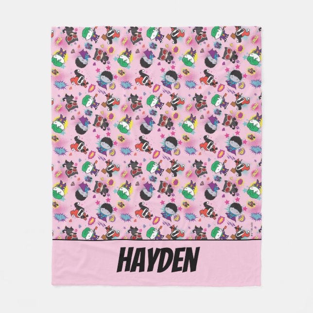 Chibi Super Villain Action Pattern Fleecedecke (Vorderseite)