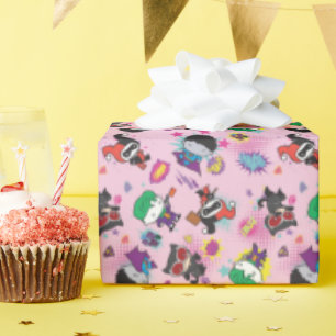 Chibi Super Villain Action Pattern Geschenkpapier