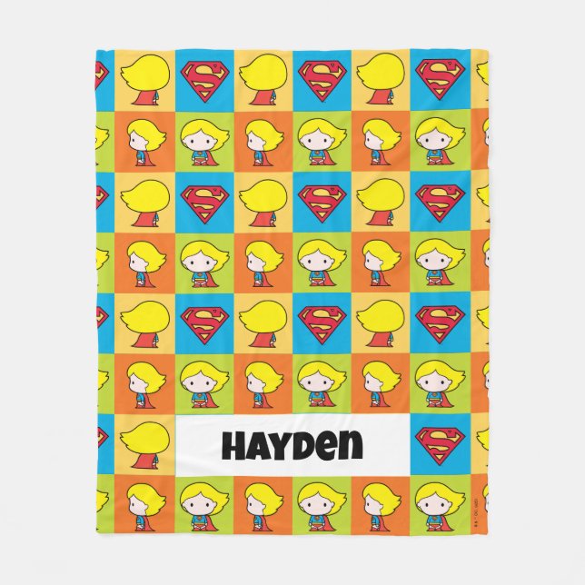 Chibi Supergirl Character Umrundung Fleecedecke (Vorderseite)