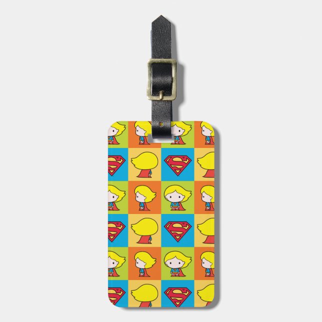 Chibi Supergirl Character Umrundung Gepäckanhänger (Vorderseite vertikal)