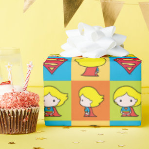 Chibi Supergirl Character Umrundung Geschenkpapier