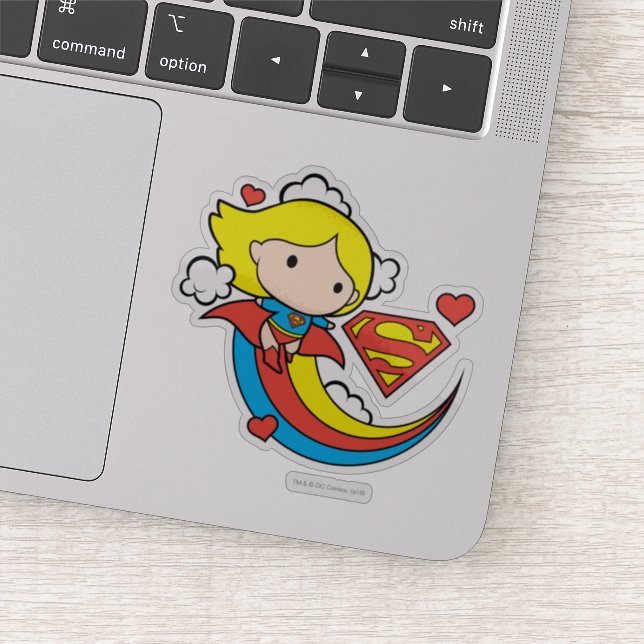 Chibi Supergirl Flying Rainbow Aufkleber (Detail)