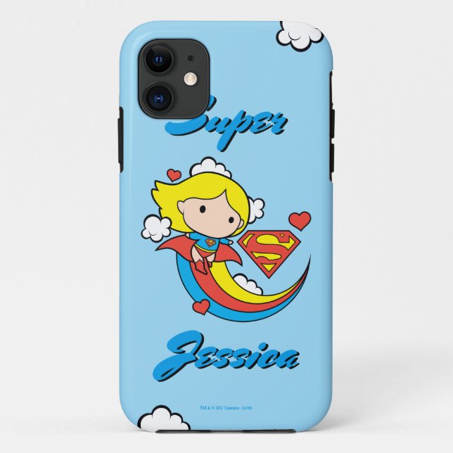 Chibi Supergirl Flying Rainbow Case-Mate iPhone Hülle (Rückseite)