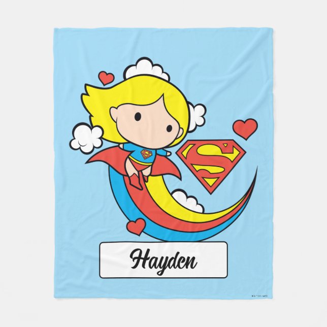 Chibi Supergirl Flying Rainbow Fleecedecke (Vorderseite)