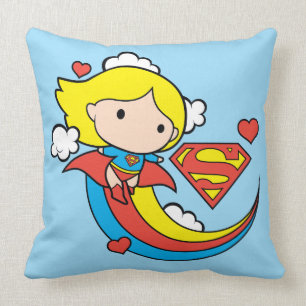 Chibi Supergirl Flying Rainbow Kissen