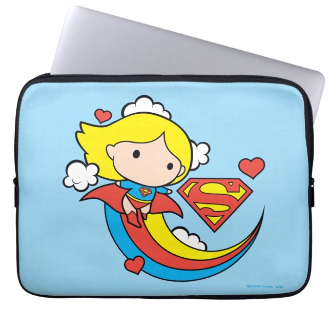 Chibi Supergirl Flying Rainbow Laptopschutzhülle (Vorderseite)
