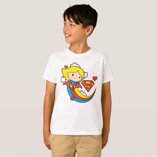 Chibi Supergirl Flying Rainbow T-Shirt (Vorne ganz)
