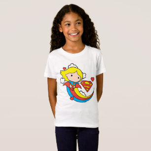 Chibi Supergirl Flying Rainbow T-Shirt