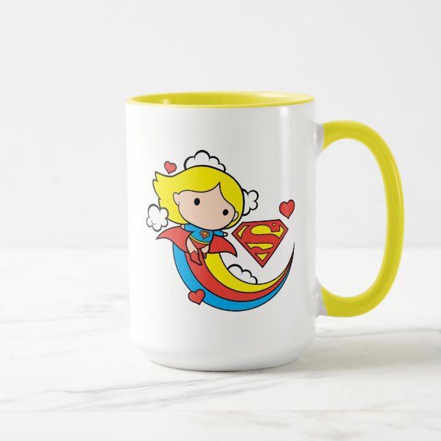 Chibi Supergirl Flying Rainbow Tasse (Rechts)