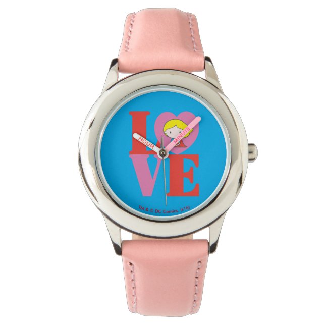 Chibi Supergirl-LIEBE Armbanduhr (Vorderseite)