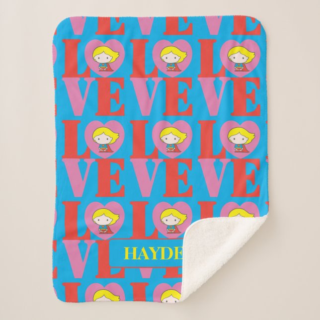 Chibi Supergirl LOVE Sherpadecke (Vorderseite)