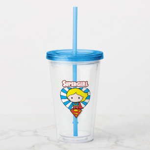 Chibi Supergirl Sternexplosion Herz und Logo Acryltrinkbecher