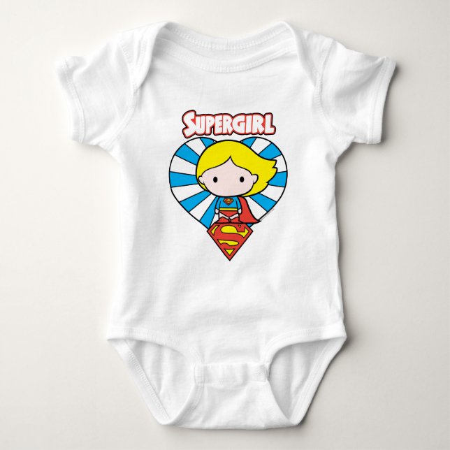 Chibi Supergirl Sternexplosion Herz und Logo Baby Strampler (Vorderseite)