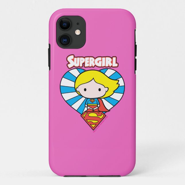 Chibi Supergirl Sternexplosion Herz und Logo Case-Mate iPhone Hülle (Rückseite)