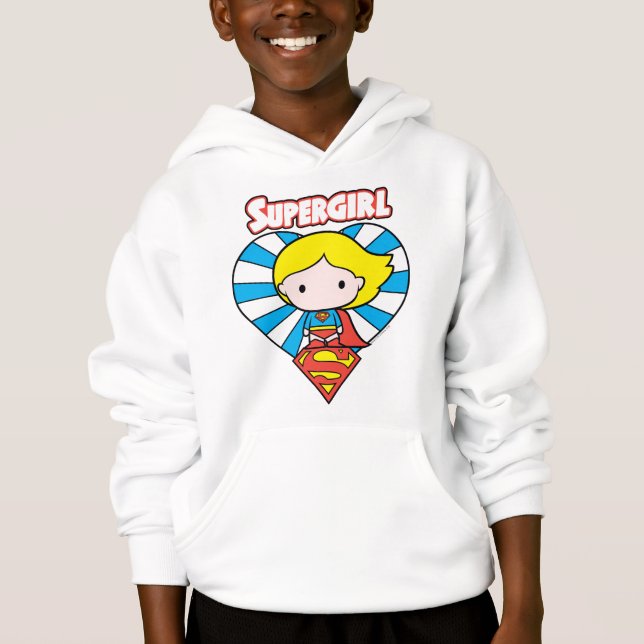 Chibi Supergirl Sternexplosion Herz und Logo Hoodie (Vorderseite)
