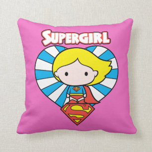 Chibi Supergirl Sternexplosion Herz und Logo Kissen