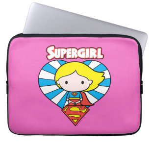 Chibi Supergirl Sternexplosion Herz und Logo Laptopschutzhülle