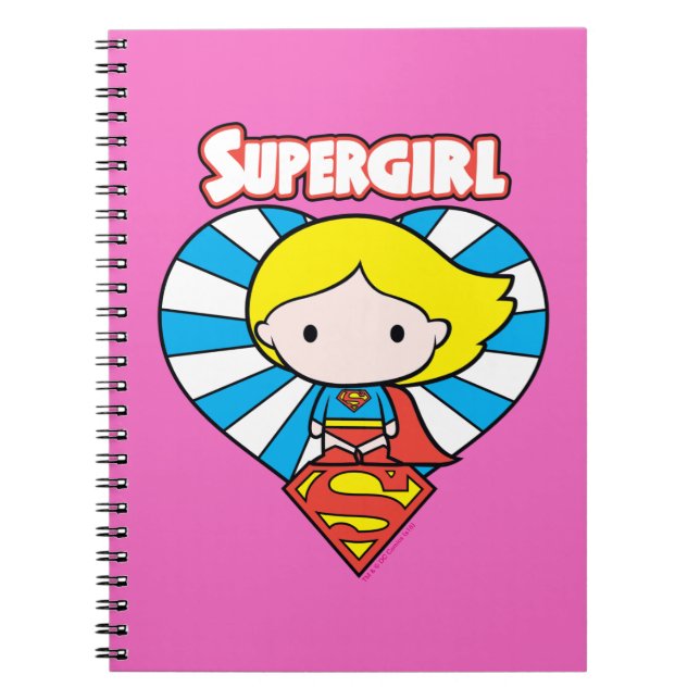 Chibi Supergirl Sternexplosion Herz und Logo Notizblock (Vorderseite)