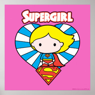 Chibi Supergirl Sternexplosion Herz und Logo Poster