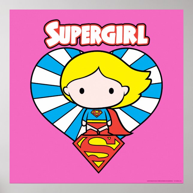 Chibi Supergirl Sternexplosion Herz und Logo Poster (Vorne)