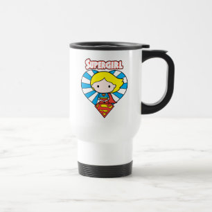 Chibi Supergirl Sternexplosion Herz und Logo Reisebecher