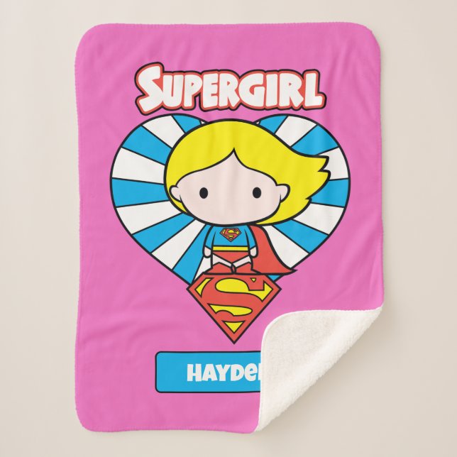 Chibi Supergirl Sternexplosion Herz und Logo Sherpadecke (Vorderseite)
