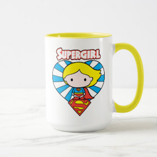 Chibi Supergirl Sternexplosion Herz und Logo Tasse