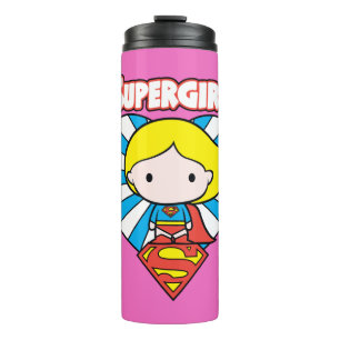 Chibi Supergirl Sternexplosion Herz und Logo Thermosbecher
