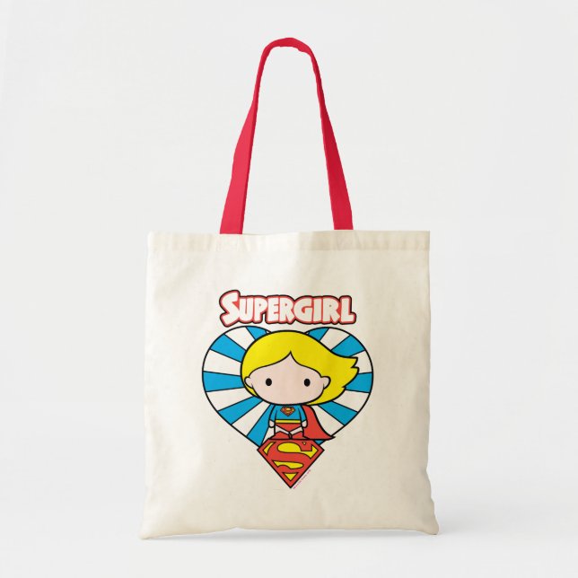 Chibi Supergirl Sternexplosion Herz und Logo Tragetasche (Vorne)