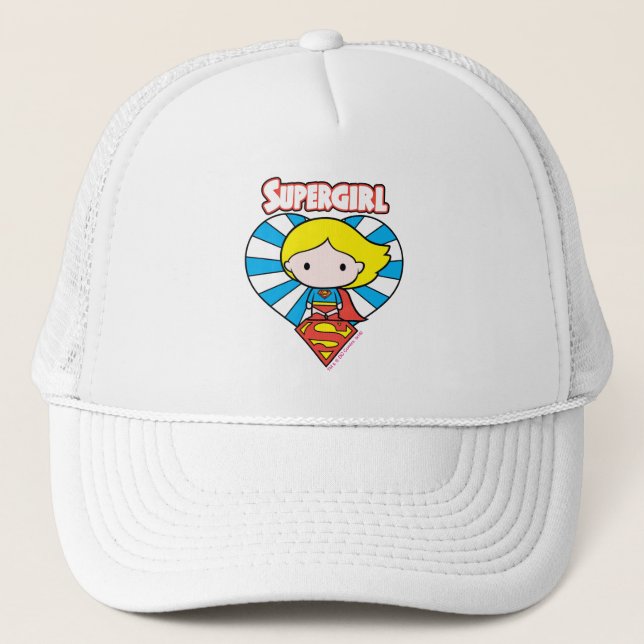 Chibi Supergirl Sternexplosion Herz und Logo Truckerkappe (Vorderseite)