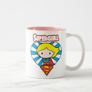 Chibi Supergirl Sternexplosion Herz und Logo Zweifarbige Tasse