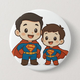 Chibi Superhero Duo Stationery Button