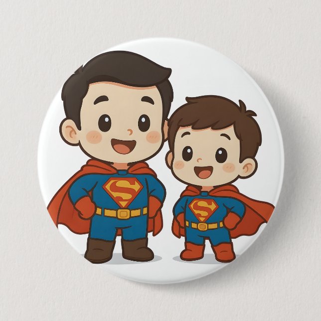 Chibi Superhero Duo Stationery	 Button (Vorderseite)