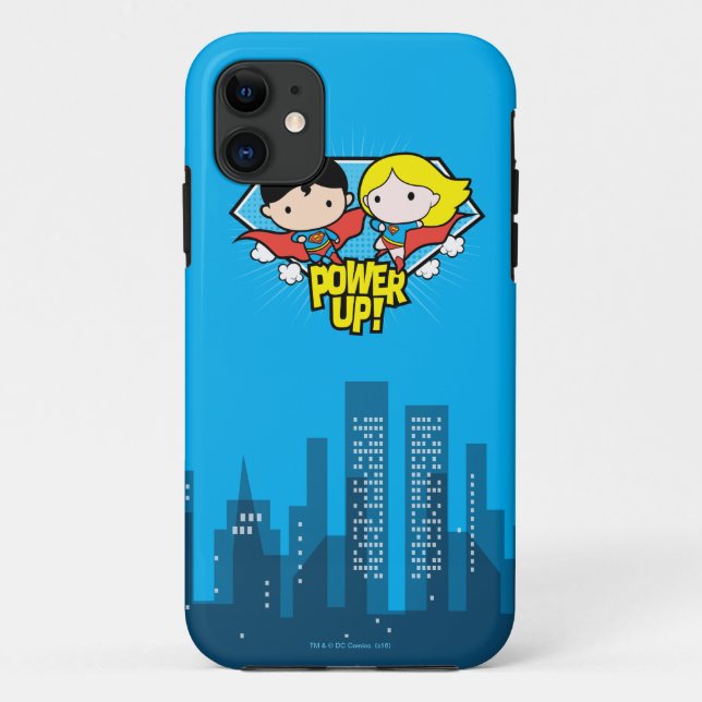 Chibi Superman & Chibi Supergirl Power Up! Case-Mate iPhone Hülle (Rückseite)