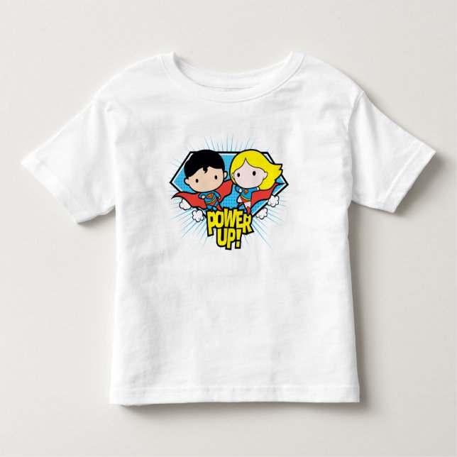 Chibi Superman & Chibi Supergirl Power Up! Kleinkind T-shirt (Vorderseite)