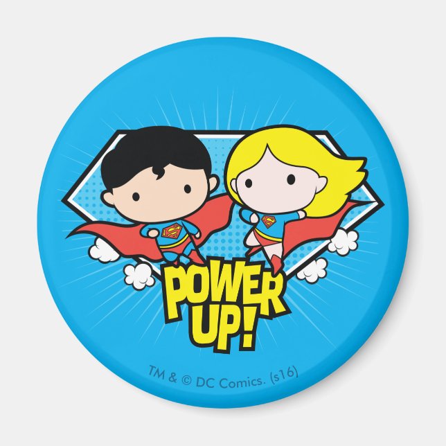 Chibi Superman & Chibi Supergirl Power Up! Magnet (Vorne)