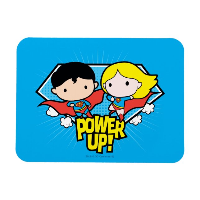Chibi Superman & Chibi Supergirl Power Up! Magnet (Horizontal)