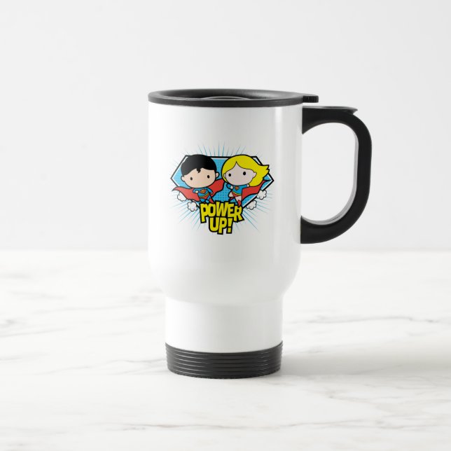 Chibi Superman & Chibi Supergirl Power Up! Reisebecher (Rechts)