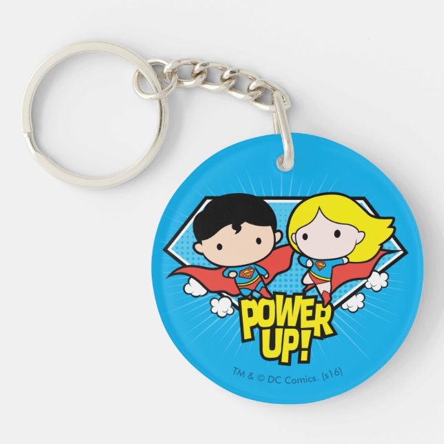 Chibi Superman & Chibi Supergirl Power Up! Schlüsselanhänger (Vorderseite)