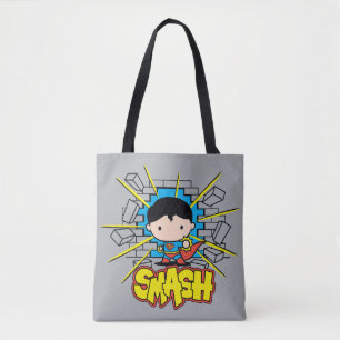Chibi-Superman, der durch die Mauer schlug
